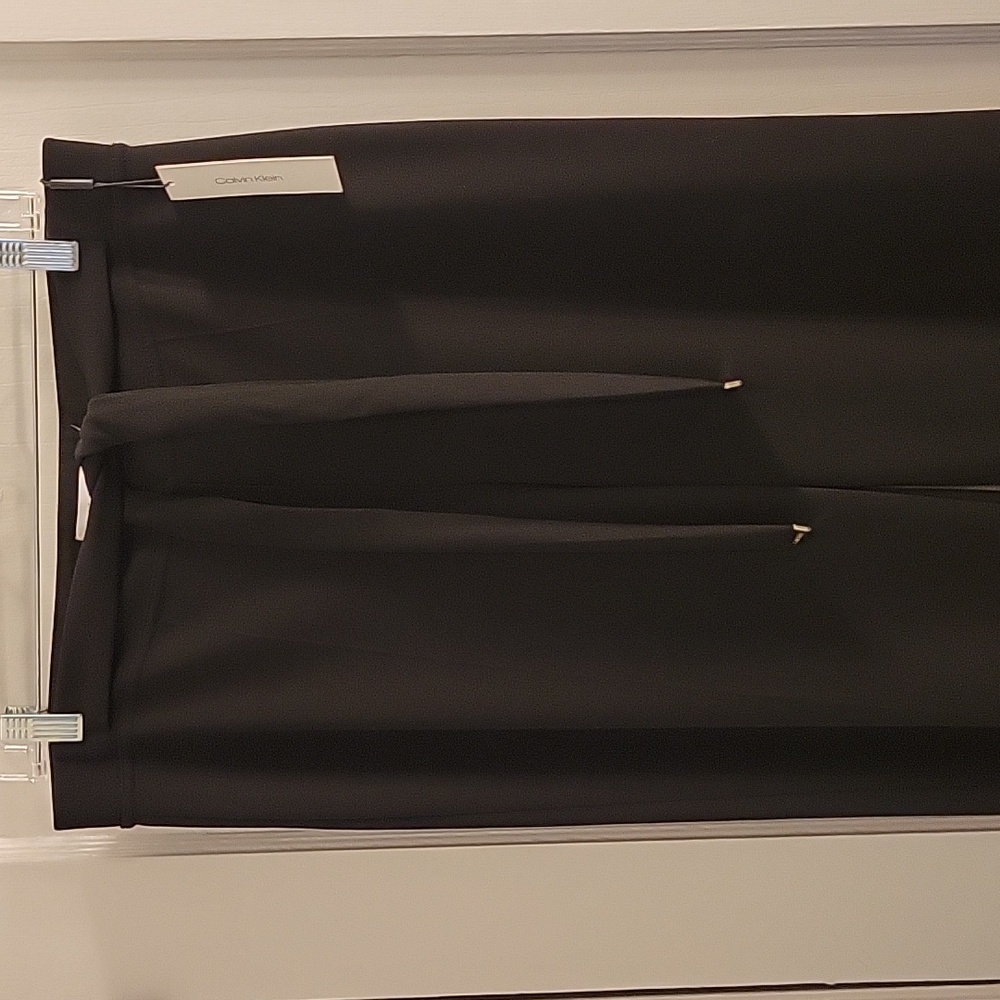 NWT Calvin Klein Wide Leg Crepe Black Dress Trouser M